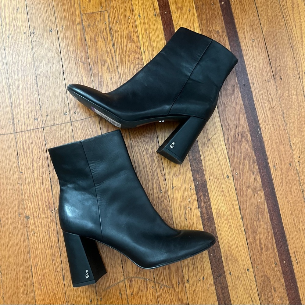 Sam Edelman Daria black leather boot bootie 8.5 block heel